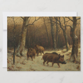 Cartão Wild Boars in the Snow (por Rosa Bonheur)