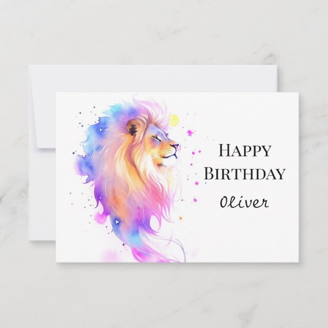 Cartão Wild Elegant Modern Lion Birthday (Frente)