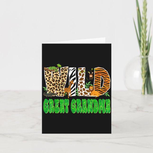 Cartão Wild Great Grandma Zoo Safari Animal Birthday Fami (Frente)