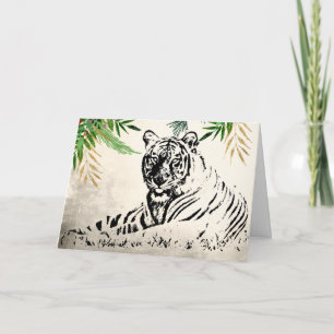 Cartão Wild Tiger e Palm Frontes Paraíso Aniversário