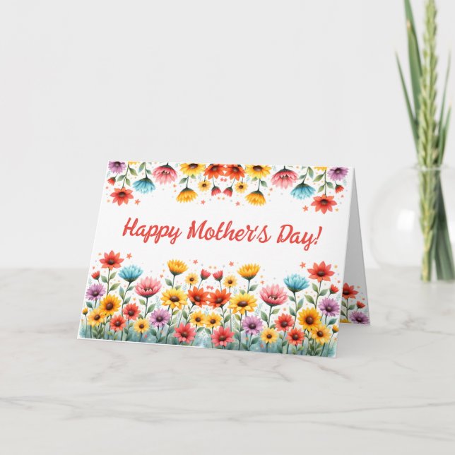 Cartão Wildflower Bright Mothers Day (Frente)