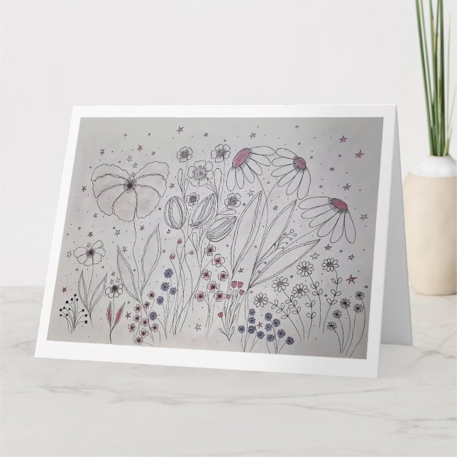 Cartão Wildflower Meadow Folded Greeting Card (Frente)