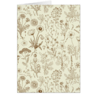 Cartão Wildflowers collage/ beige and sepia