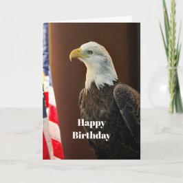 Cartão Wildlife Bald Eagle American Flag Foto Birthday