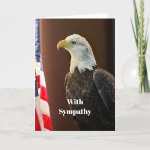 Cartão Wildlife Bald Eagle American Flag Photo Sympathy