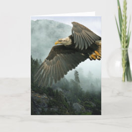 Cartão WILDLIFE Bald Eagle & Misty Forest