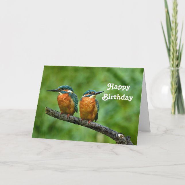 Cartão Wildlife Kingfisher Foto Birthday (Frente)