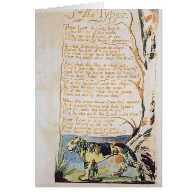 Cartão William Blake | O Tigre, de Canções de Inocência (Frente)