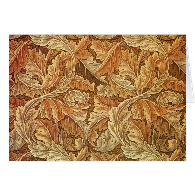 Cartão William Morris Acanthus Marrom Folhas de Outono (Frente Horizontal)