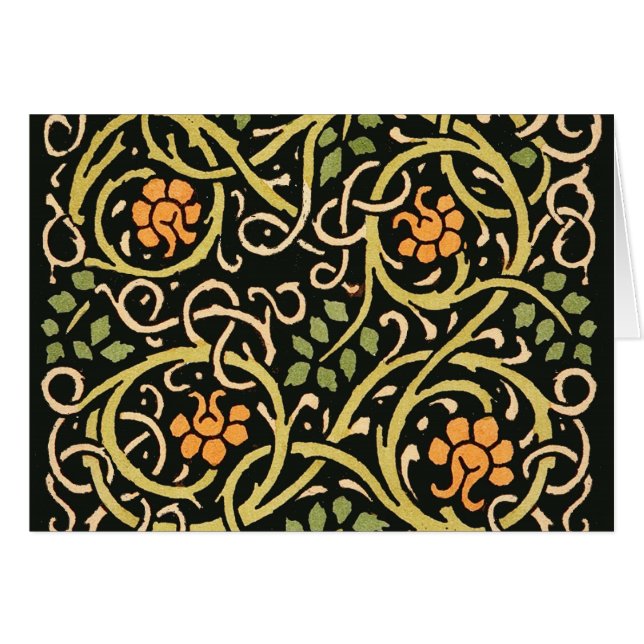 Cartão William Morris Black Floral Art Impressão Design (Frente Horizontal)