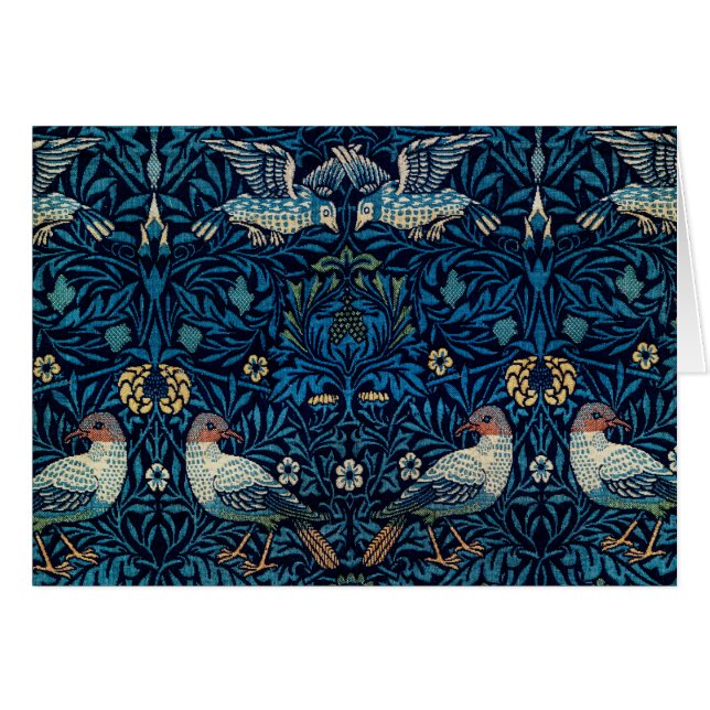 Cartão William Morris Blue Birds Tapeçaria Clássica (Frente Horizontal)
