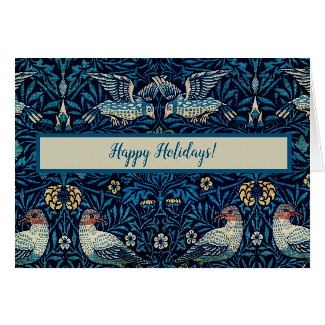 Cartão William Morris Blue Birds Tapeçaria Clássica (Frente Horizontal)