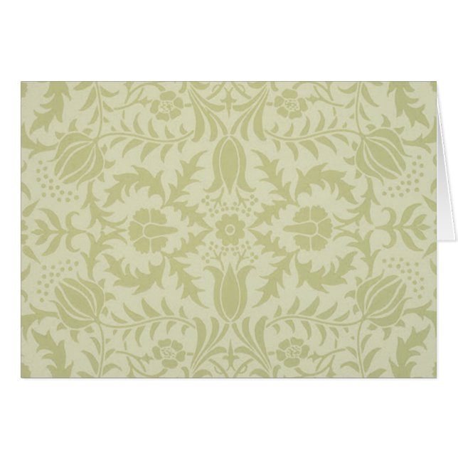 Cartão William Morris Borage vintage damasco verde suave (Frente Horizontal)