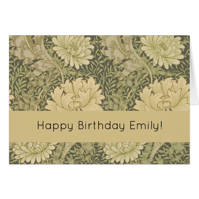 Cartão William Morris Chrysanthemum Sage Flower (Frente Horizontal)