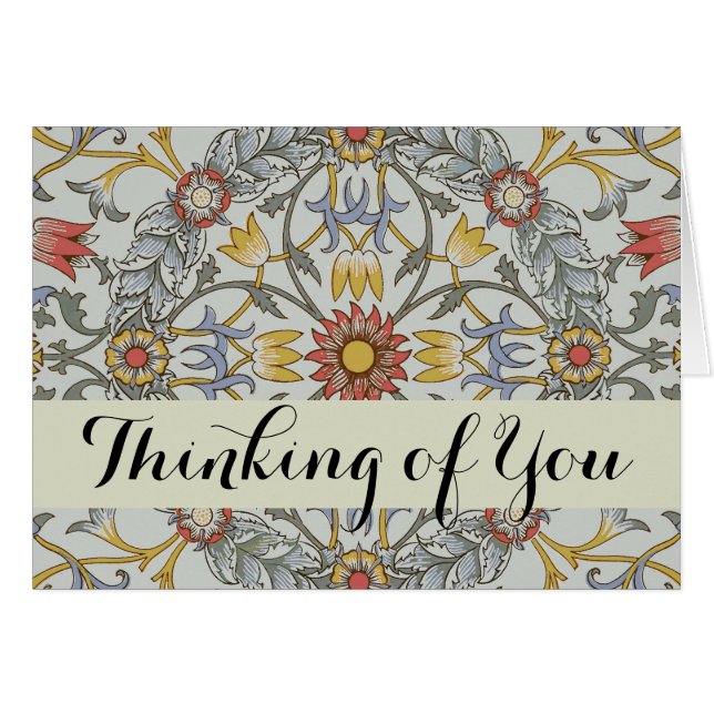 Cartão William Morris Floral Circle Flower Illustration (Frente Horizontal)