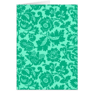 Cartão William Morris Floral Damask, Turquoise e Aqua