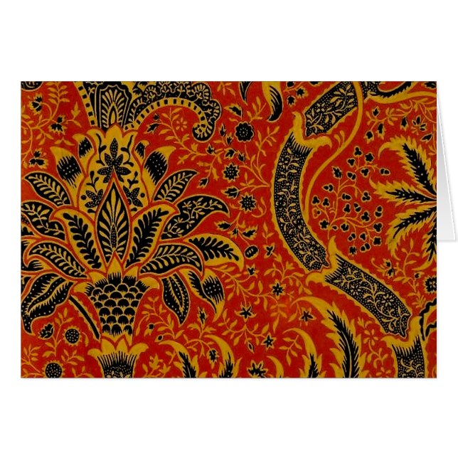 Cartão William Morris Índia Vermelho Floral Vintage Cláss (Frente Horizontal)