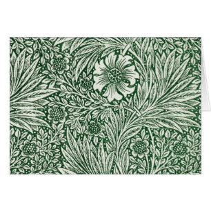 Cartão william morris marigold flor verde floral