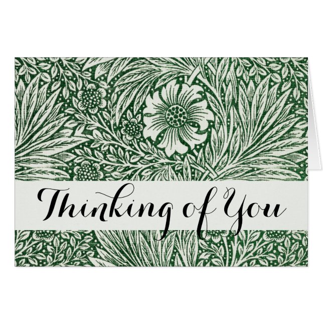 Cartão william morris marigold flor verde floral (Frente Horizontal)