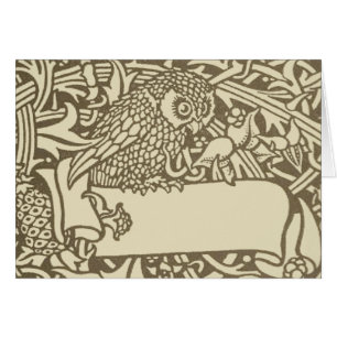 Cartão William Morris Owl Floral Vintage Design