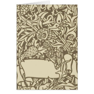 Cartão William Morris Owl Floral Vintage Design