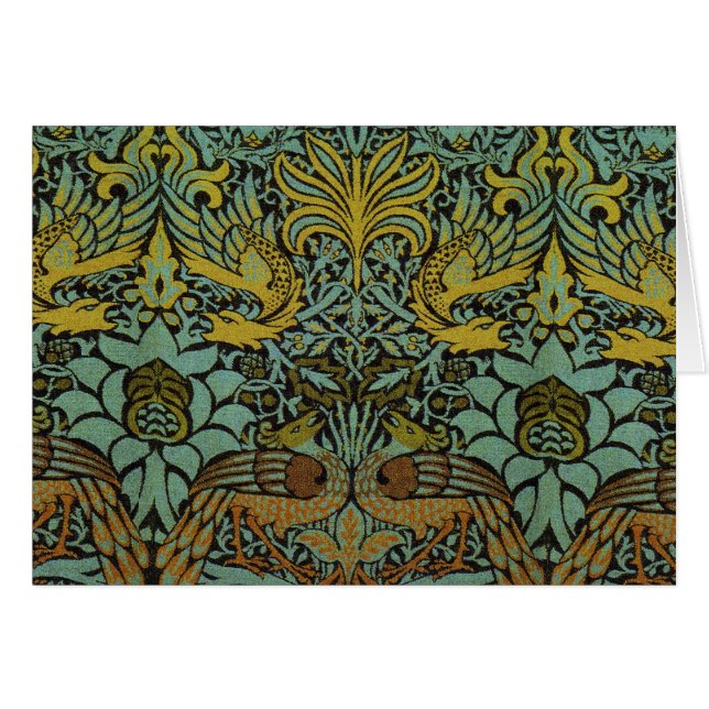 Cartão William Morris Peacock Dragon Wallpaper (Frente Horizontal)