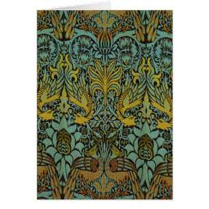 Cartão William Morris Peacock Dragon Wallpaper