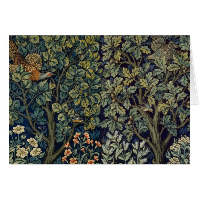 Cartão William Morris Pheasant Bird Tree Woodland (Frente horizontal)
