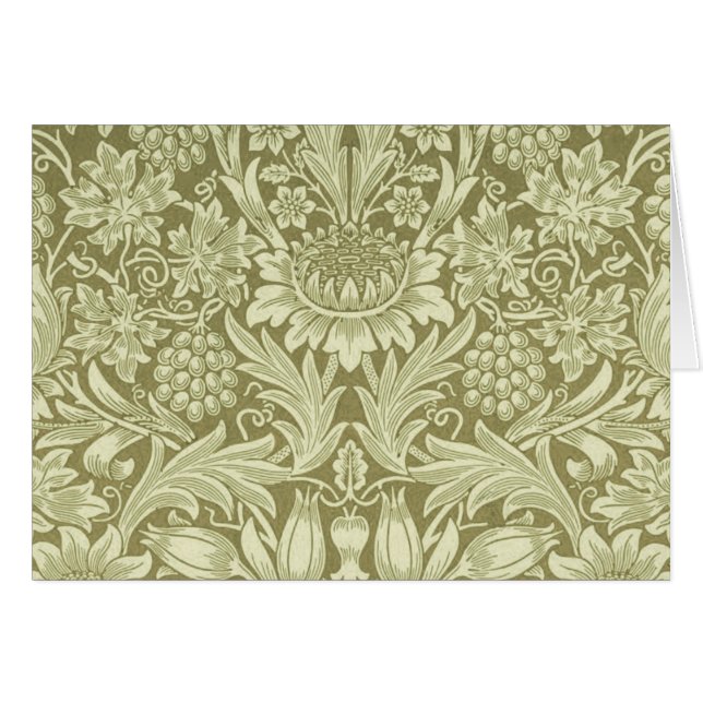 Cartão William Morris Sunflower Green Flower (Frente Horizontal)