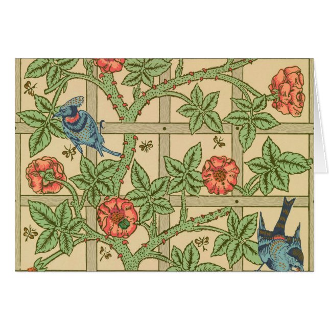 Cartão William Morris Trellis Classic Wallpaper Design (Frente Horizontal)