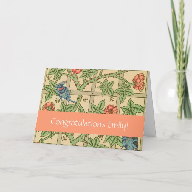 Cartão William Morris Trellis Classic Wallpaper Design (Frente)