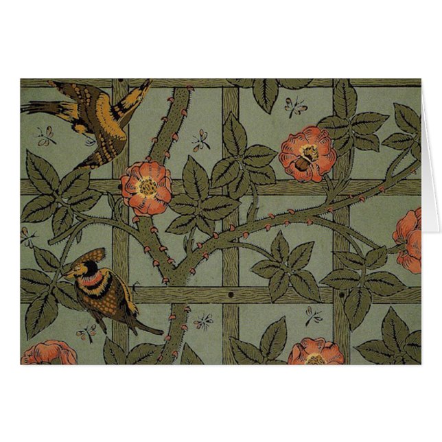 Cartão William Morris Trellis Wallpaper Art (Frente Horizontal)