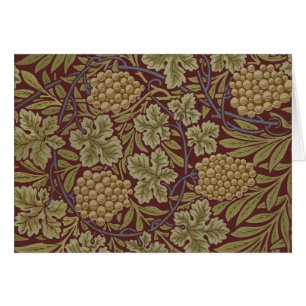 Cartão William Morris Vine Grape Red Green Art