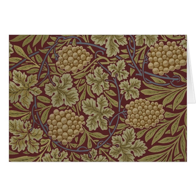 Cartão William Morris Vine Grape Red Green Art (Frente Horizontal)
