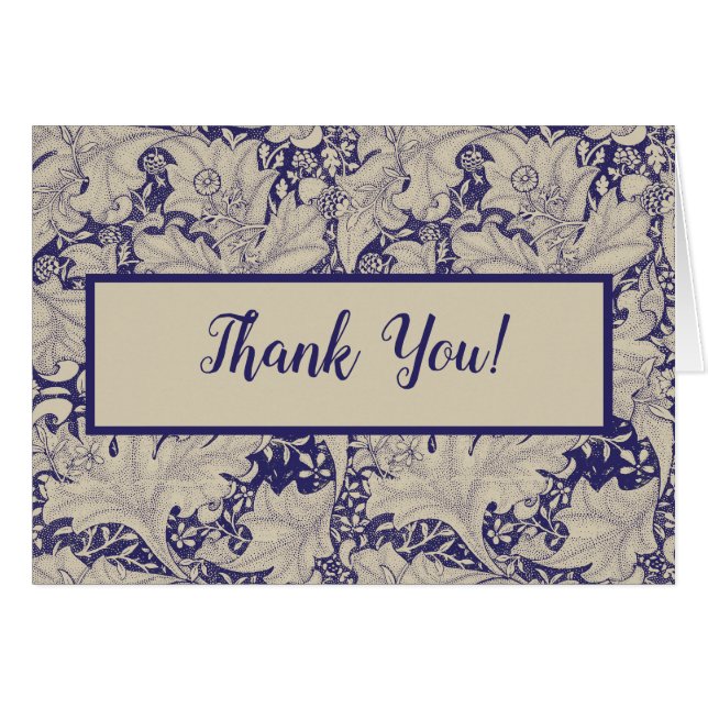 Cartão William Morris Wallflower Blue damask (Frente Horizontal)