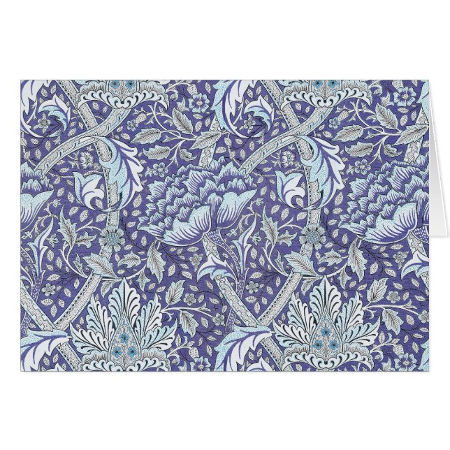 Cartão William Morris Windrush flores florais azuis (Frente Horizontal)