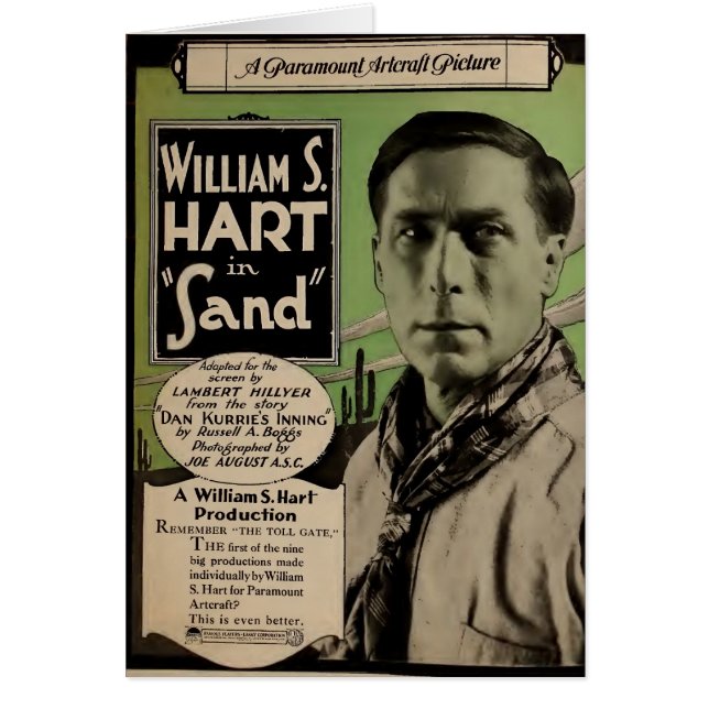 Cartão William S. Hart, exibidor de filmes silenciosos em (Frente)