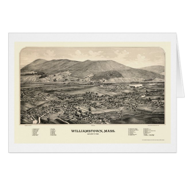 Cartão Williamstown, mapa panorâmico das MÃES - 1889 (Frente Horizontal)