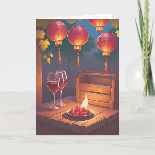 Cartão Wine Birthday Wishes (Frente)