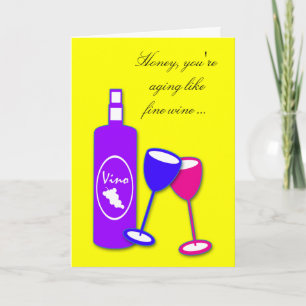 Cartão Wine Theme Birthday Wishes Greeting Card