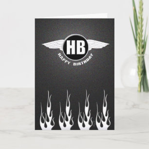 Cartão Wings & Flames : Biker Birthday