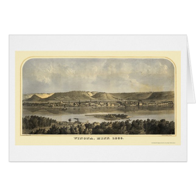 Cartão Winona County, mapa panorâmico do manganês - 1867 (Frente Horizontal)