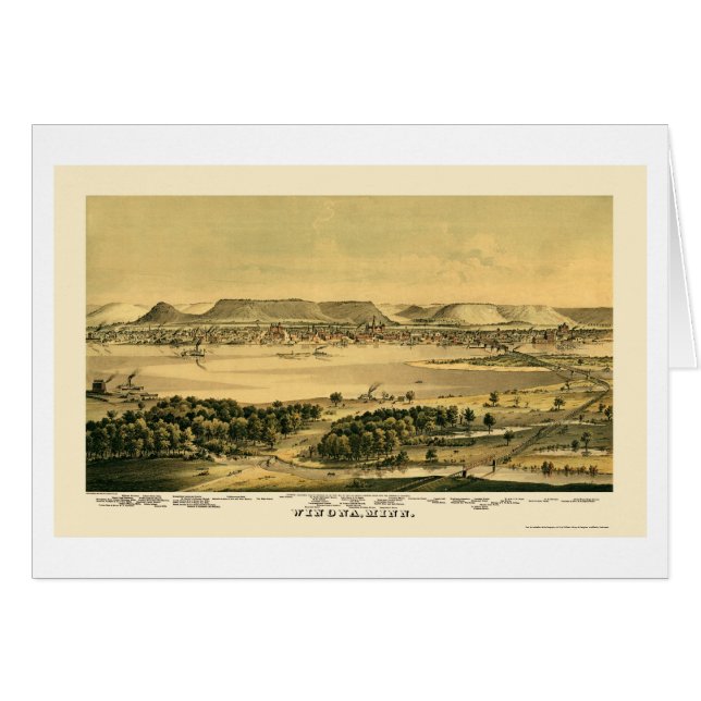 Cartão Winona, mapa panorâmico do manganês - 1867 (Frente Horizontal)
