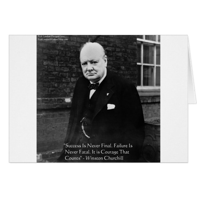 Cartão Winston Churchill "Success Nunca Final" Ofertas (Frente Horizontal)