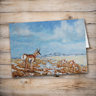 Cartão Winter Antelope in Wyoming Greeting Card