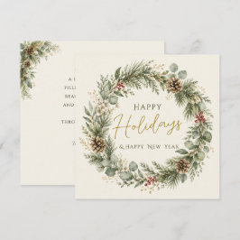 Cartão Winter Botanica | Elegante Coroa de Feliz Natal