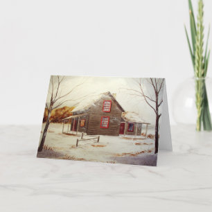 Cartão Winter Cabin Blank Greeting Card