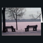 Cartão WINTER CARD: Lago Harriet "Benches", Mpls., MN,<br><div class="desc">VAZIO DENTRO: Lago Harriet Parkway,  Minneapolis,  Minnesota</div>