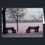 Cartão WINTER CARD: Lago Harriet "Benches", Mpls., MN,<br><div class="desc">VAZIO DENTRO: Lago Harriet Parkway,  Minneapolis,  Minnesota</div>