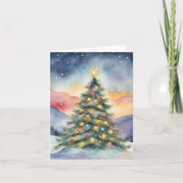 Cartão Winter Christmas Tree Snowy Sunset Scenery